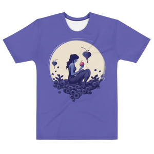 Front view of the Blueberry Crush Tee, showcasing the unique berry-inspired design that celebrates urban culture and hidden narratives. flat mockup