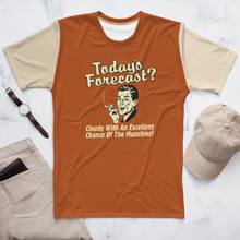 Load image into Gallery viewer, Orange shirt with vintage photo design and &quot;Forecast today cloudy with a chance of munchies - Office