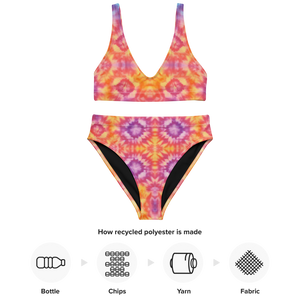 Tie dye two-piece swimsuit folded on table - Graphics 001