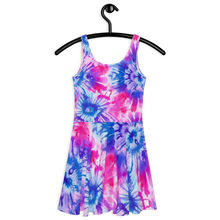 Load image into Gallery viewer, Vibrant Summer Tie-Dye Dress displayed on hanger BACK