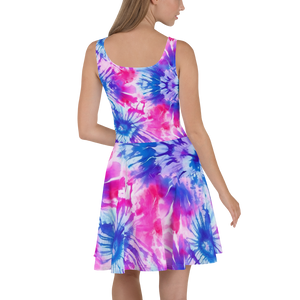 Model showcasing the Vibrant Summer Tie-Dye Dress - BACK
