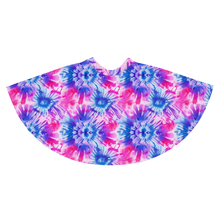 Load image into Gallery viewer, Vibrant tie-dye cannabis skater skirt flat mockup. - FRONT
