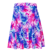 Load image into Gallery viewer,  3D mockup of trendy tie-dye cannabis skater skirt.