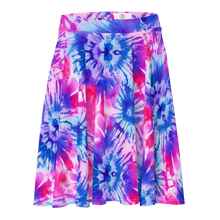 Load image into Gallery viewer,  3D mockup of trendy tie-dye cannabis skater skirt. - Front