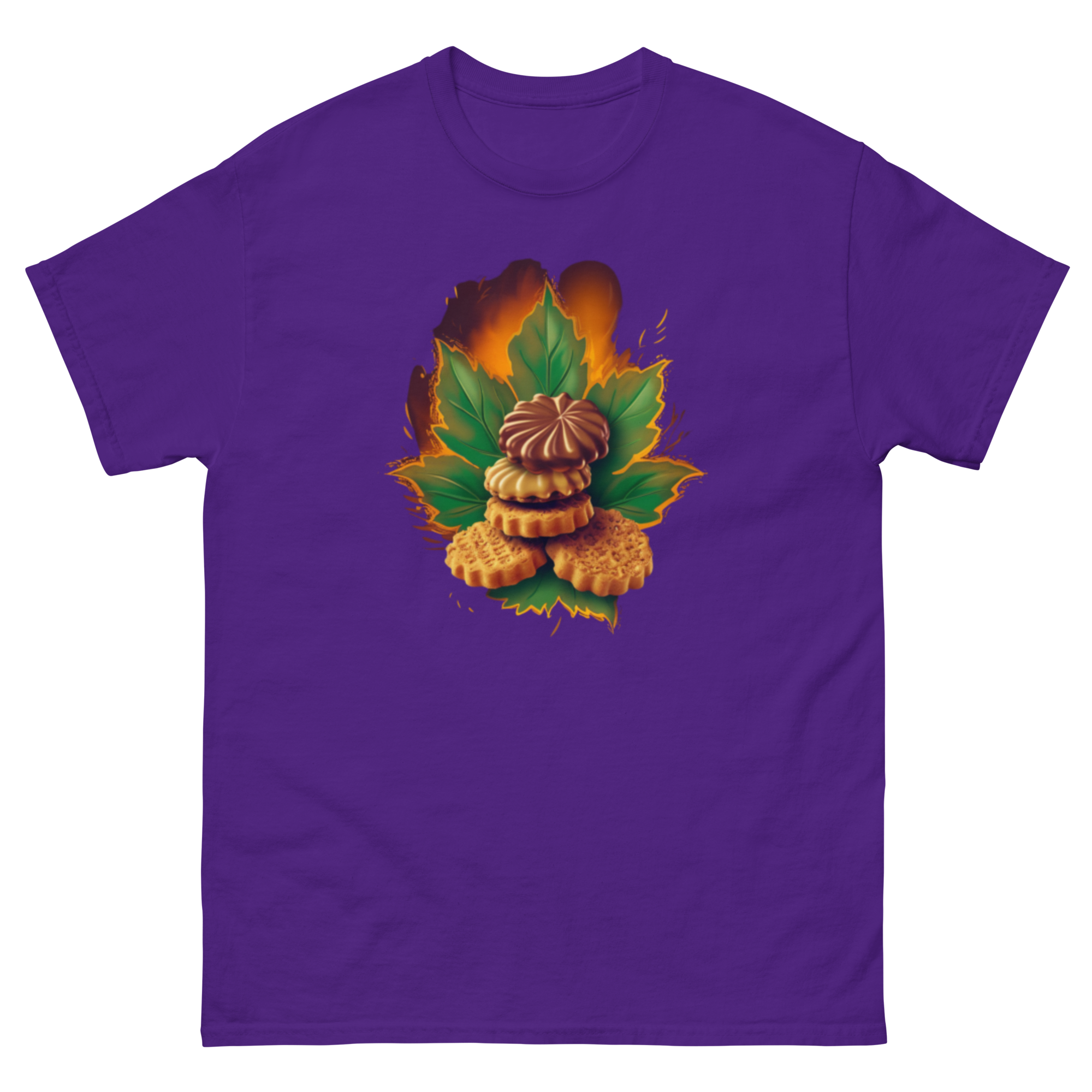 Flat-laid Girl Scout Cookies Cannabis T-shirt - Purple