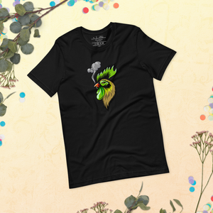 Cannabis-themed T-shirt on table with Summer decor