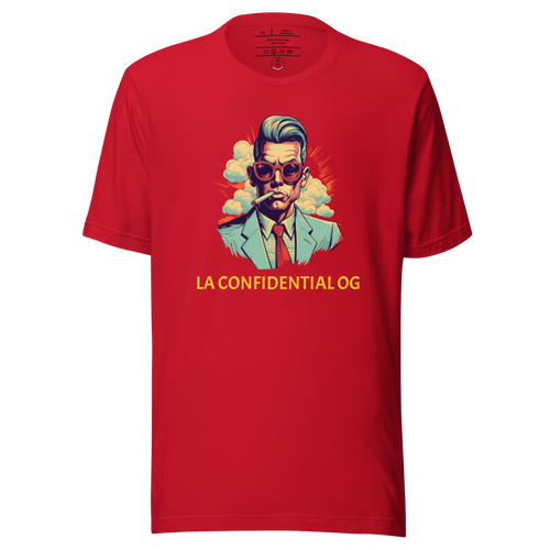 3D LA Confidential T-shirt Mockup - Marijuana Street Style - RED