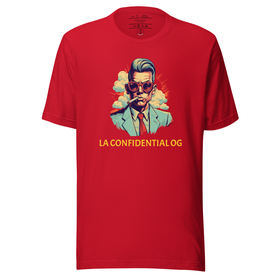 3D LA Confidential T-shirt Mockup - Marijuana Street Style - RED