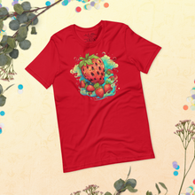 Load image into Gallery viewer, flat out on a earthy vibethe Berry Whirlwind Crimson Tee, embodying the spirit of adventure and freedom.