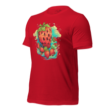 Load image into Gallery viewer, 3D sporting the Berry Whirlwind Crimson Tee, embodying the spirit of adventure and freedom. 3d mockup