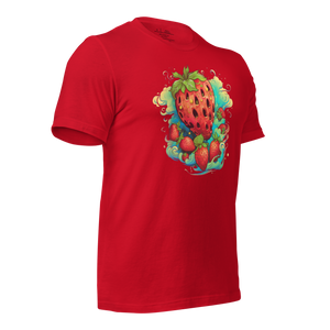 3D mockup sporting the Berry Whirlwind Crimson Tee, embodying the spirit of adventure and freedom.
