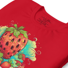 Load image into Gallery viewer, Flat on table mockupModel sporting the Berry Whirlwind Crimson Tee, embodying the spirit of adventure and freedom.