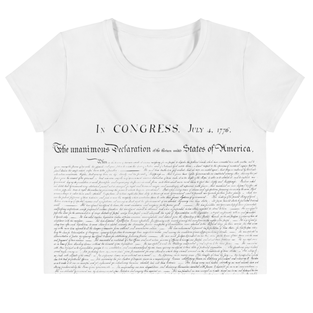Fashion-forward Constitution All-Over Print Crop Tee, a must-have for cannabis culture enthusiasts