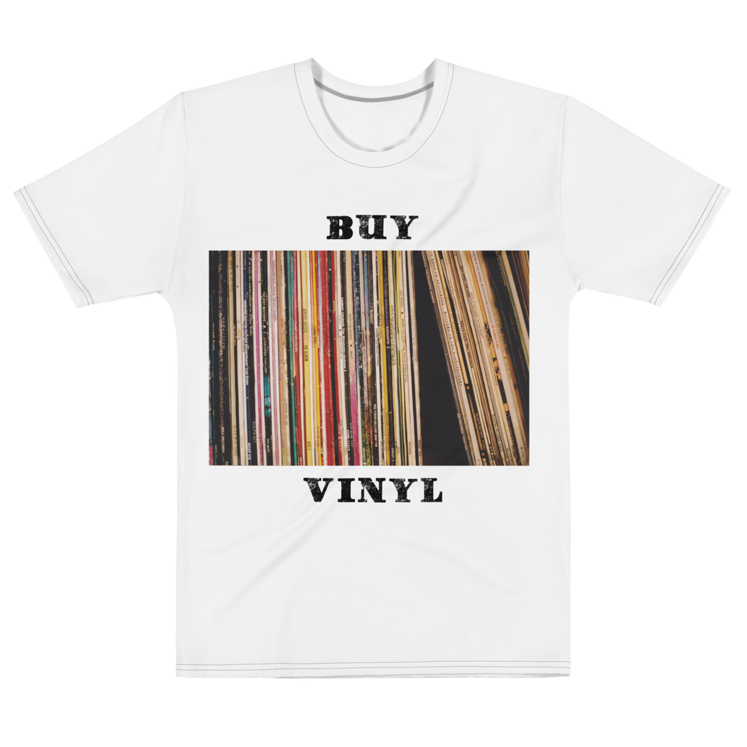 Vinyl Dreams T-Shirt: Relive the Magic of Old-School Records. Front White Shirt - Nostalgia and Captivating Art at CIA Clothing'