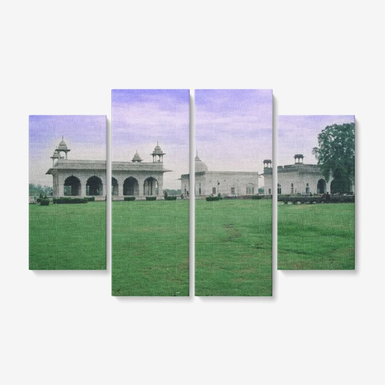 India Architecture 4 Piece Canvas Wall Art for Living Room - Framed Ready to Hang 4x12