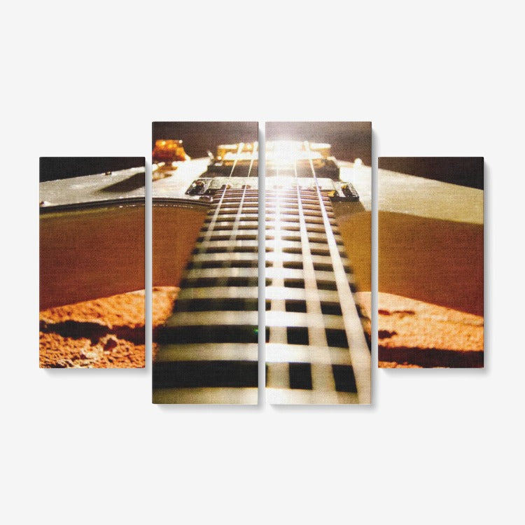 Guitar Highway | 4 Piece Canvas Wall Art for Living Room - Framed Ready to Hang 4x12