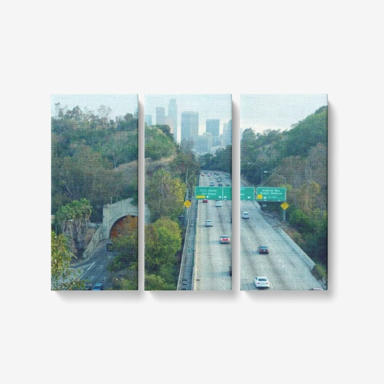 Los Angeles 3 Piece Canvas Wall Art for Living Room - Framed Ready to Hang 3x8