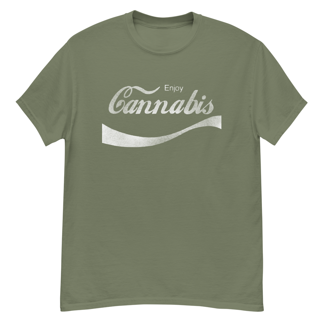Army Green cannabis-themed shirt, representing a classic and timeless style