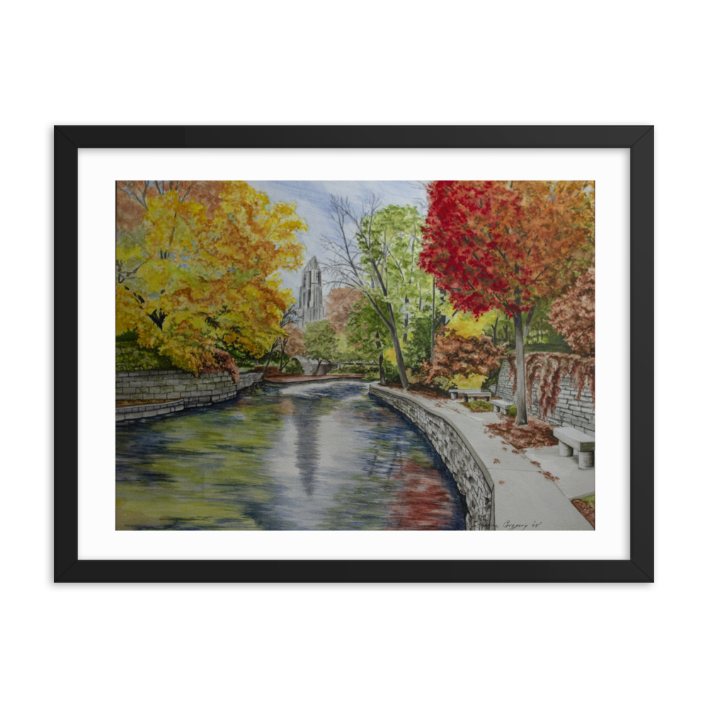 Naperville Riverwalk Tower | Catherine Gregory Framed poster watercolor - Cannabis Incognito Apparel CIA | Cannabis Clothing Store