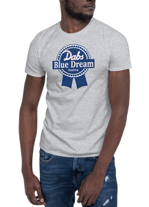 Dabs Blue Dream Sativa T-Shirt | Short-Sleeve T-Shirt | Strains Collection | Cannabis Incognito Apparel CIA | Flat T-shirt Mock Up Model Male Gray