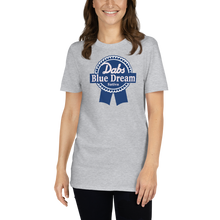 Load image into Gallery viewer, Dabs Blue Dream Sativa T-Shirt | Short-Sleeve T-Shirt | Strains Collection | Cannabis Incognito Apparel CIA | Flat T-shirt Mock Up Model Female Gray