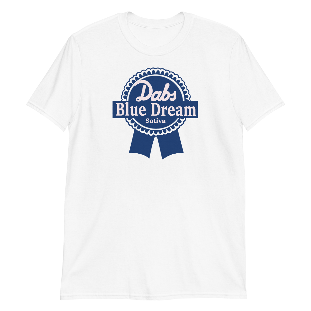 Dabs Blue Dream Sativa T-Shirt | Short-Sleeve T-Shirt | Strains Collection | Cannabis Incognito Apparel CIA | Flat T-shirt Mock Up Flat Shirt WHITE