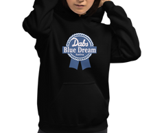 Load image into Gallery viewer, Dabs Blue Dream Sative | Sweatshirt Hoodie | BLACK FRONT Mock Up | CIA Cannabis Incognito Apparel Shop | Model Shot Female 2