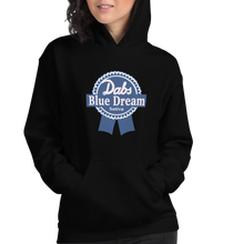Load image into Gallery viewer, Dabs Blue Dream Sative | Sweatshirt Hoodie | BLACK FRONT Mock Up | CIA Cannabis Incognito Apparel Shop | Female Model Shot 3