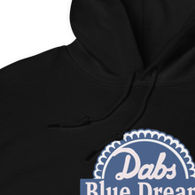 Load image into Gallery viewer, Dabs Blue Dream Sative | Sweatshirt Hoodie | BLACK FRONT Mock Up | CIA Cannabis Incognito Apparel Shop | CLOSE UP texture and quality photo mock up