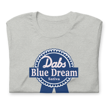 Load image into Gallery viewer, DABS Blue Dream Sativa | Short-Sleeve T-Shirt | Cannabis Incognito Apparel - CIA - Streetwear Style: DABS Blue Dream Sativa T-Shirt by Cannabis Incognito ApparelFoldeed