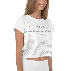 Model showcasing the CIA Clothing & Prints USA Independence Crop Top, expressing the spirit of freedom and liberty through this stylish wardrobe staple.