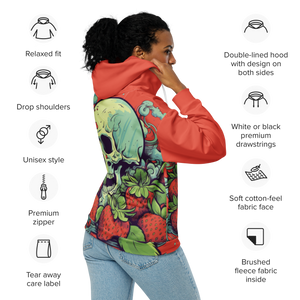 Strawberry Cough Zip-Up Hoodie: Eco-Chic Meets Street Sleek