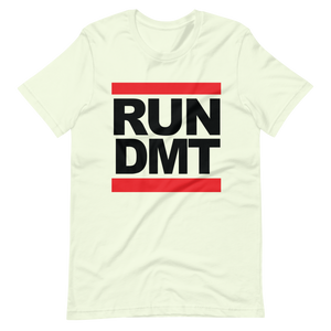 RUN DMT - LOGO on WHITE - T-Shirt with Tear Away Label - Cannabis Incognito Apparel CIA | Cannabis Clothing Store