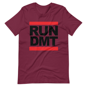 RUN DMT - LOGO on WHITE - T-Shirt with Tear Away Label - Cannabis Incognito Apparel CIA | Cannabis Clothing Store