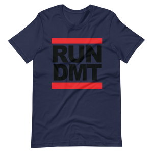 RUN DMT - LOGO on WHITE - T-Shirt with Tear Away Label - Cannabis Incognito Apparel CIA | Cannabis Clothing Store