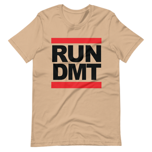 RUN DMT - LOGO on WHITE - T-Shirt with Tear Away Label - Cannabis Incognito Apparel CIA | Cannabis Clothing Store