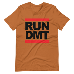 RUN DMT - LOGO on WHITE - T-Shirt with Tear Away Label - Cannabis Incognito Apparel CIA | Cannabis Clothing Store