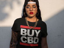 Load image into Gallery viewer, Model wearing Classic Run DMC CBD T-shirt, front view