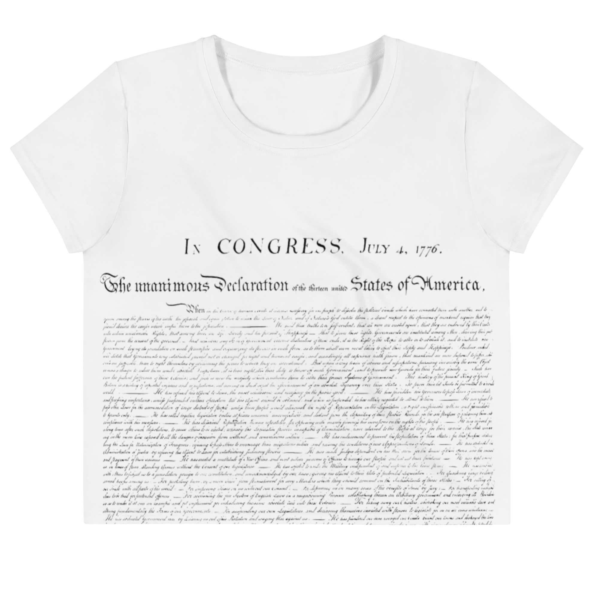 Fashion-forward Constitution All-Over Print Crop Tee, a must-have for cannabis culture enthusiasts