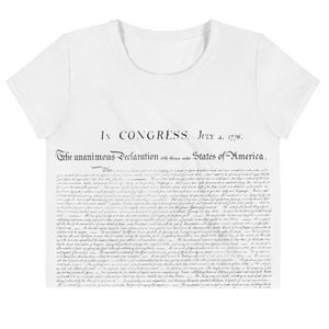 Fashion-forward Constitution All-Over Print Crop Tee, a must-have for cannabis culture enthusiasts