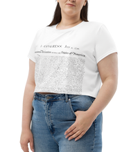 Load image into Gallery viewer, Make a fashion-forward statement with the Constitution Crop Tee, showcasing innovative design and trendsetting style. - Mock up Plus size