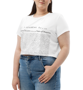 Make a fashion-forward statement with the Constitution Crop Tee, showcasing innovative design and trendsetting style. - Mock up Plus size