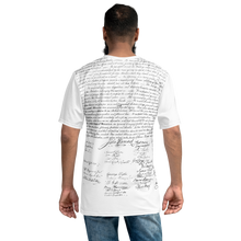 Load image into Gallery viewer, Front view of Agent Green Thumb&#39;s Constitution All-Over Print T-Shirt laid flat, featuring the premium knit fabric and all-over print design - BACK