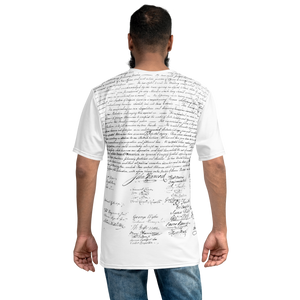 Front view of Agent Green Thumb's Constitution All-Over Print T-Shirt laid flat, featuring the premium knit fabric and all-over print design - BACK