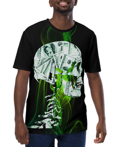  Front view of Male wearing Money Skull T-Shirt - Tough view