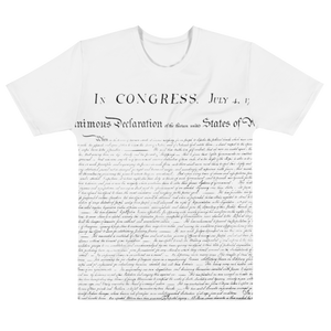 Agent Green Thumb's Constitution All-Over Print T-Shirt worn by a male model, showcasing the fashionable secrecy and cannabis culture