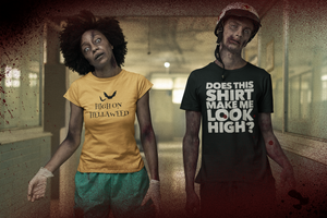 Funny Weed Shirt: Spread Laughter with High on Hellaweed - Two High on hellaweed and Does this shirt make me look high?