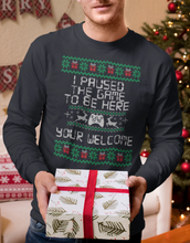 Load image into Gallery viewer, I paused my game to be here christmas sweater | Ugly Sweater | CIA - Cannabis Incognito Apparel CIA | Cannabis Clothing Store