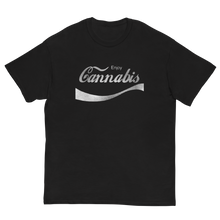 Load image into Gallery viewer, Wrinkle lay image of a Black cannabis-themed t-shirt, ideal for expressing your passion for cannabis