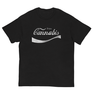 Wrinkle lay image of a Black cannabis-themed t-shirt, ideal for expressing your passion for cannabis